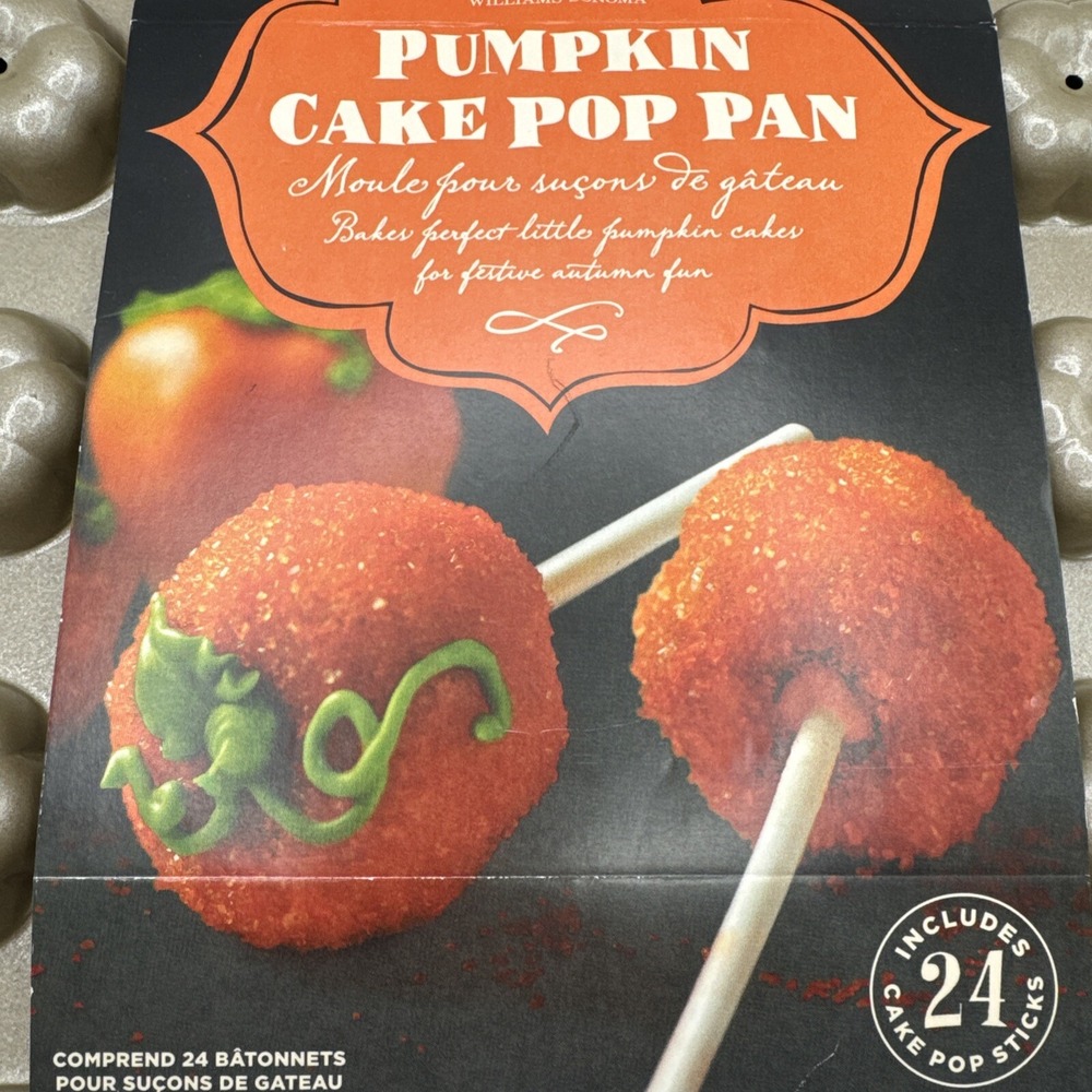 Williams Sonoma Nordic Ware Cake Pop Pan Fall Pumpkin Makes 24 Cakes w Sticks